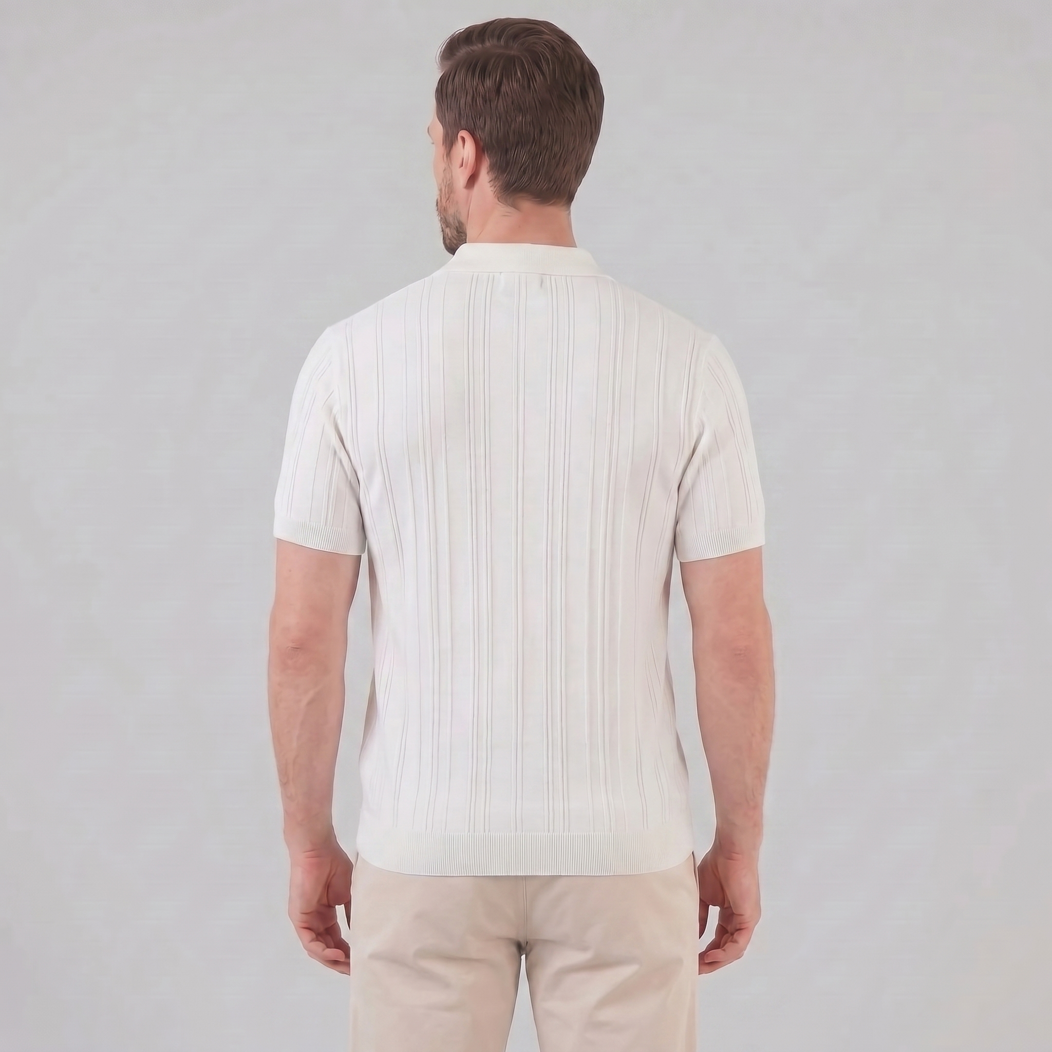 Men's Slim Fit Zip Up Polo Shirt