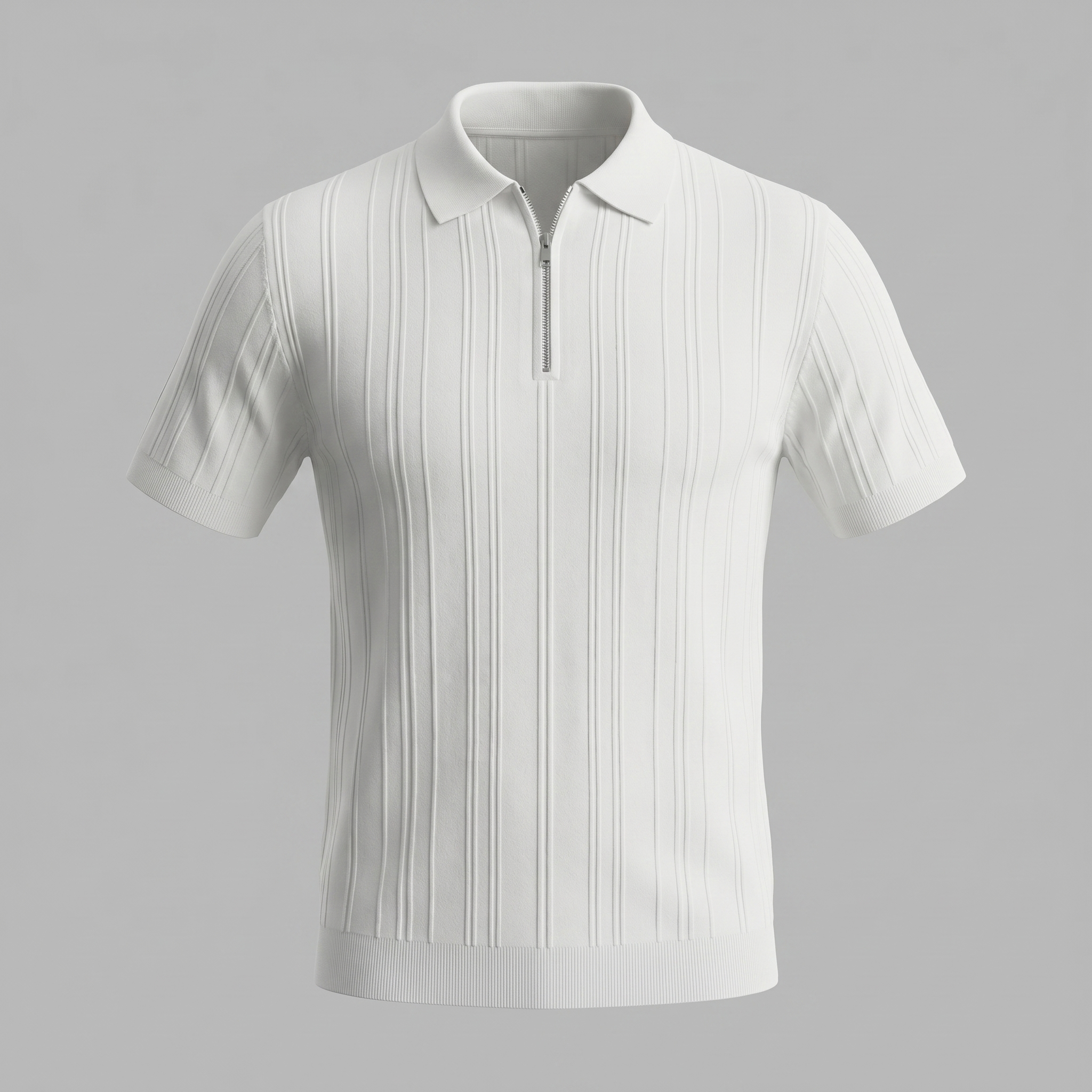 Men's Slim Fit Zip Up Polo Shirt