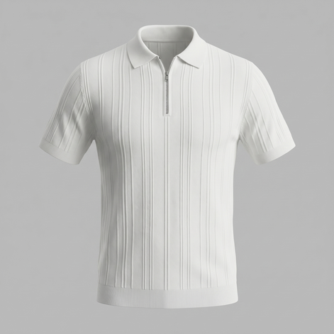 Men's Slim Fit Zip Up Polo Shirt