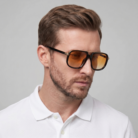 Men's Square Double-Bridge Sunglasses