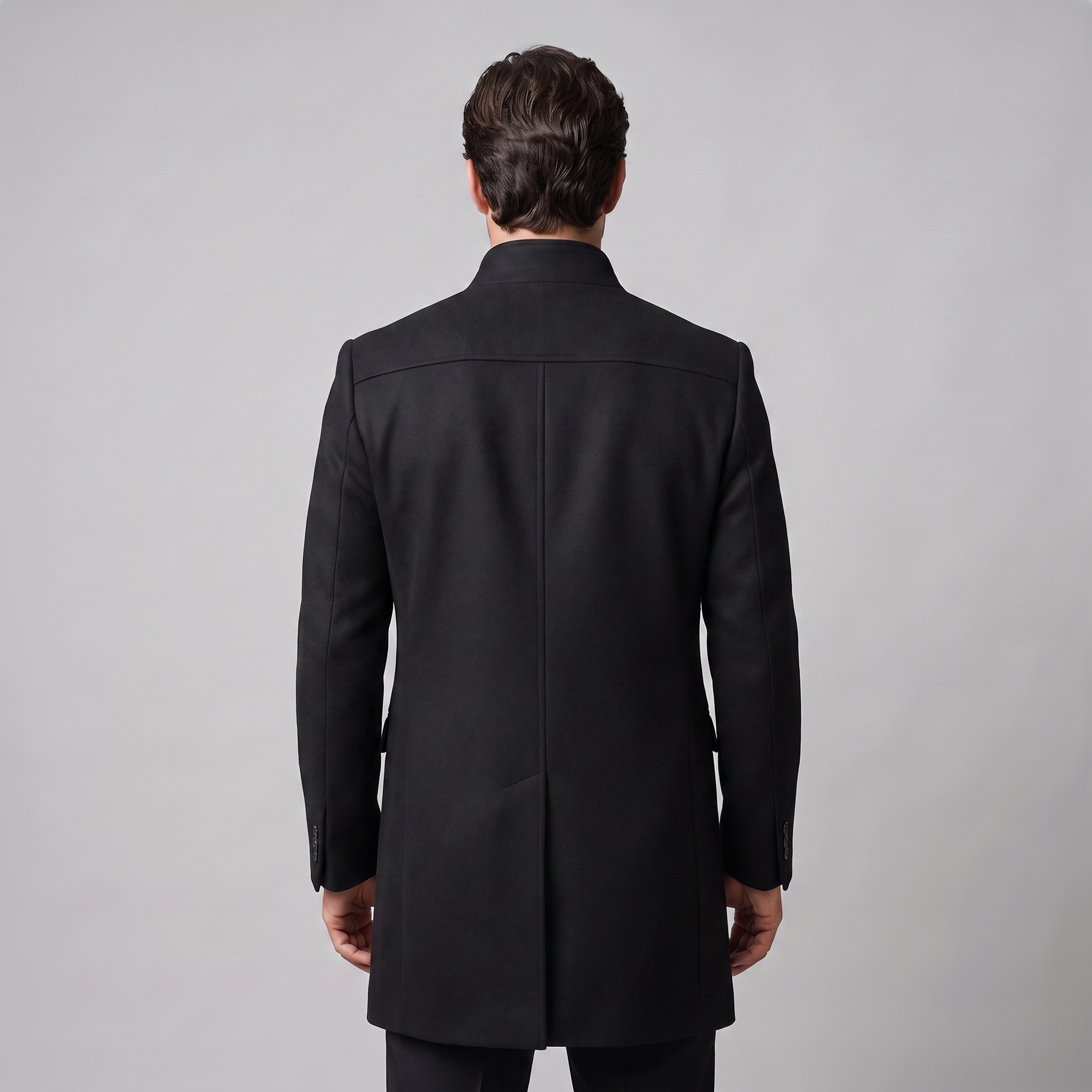 Men's Stand Collar Longline Overcoat