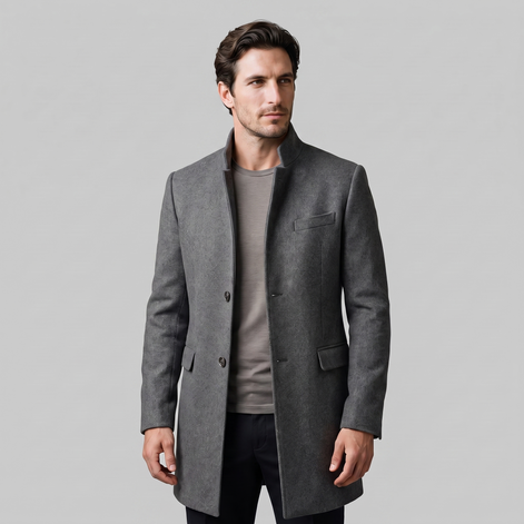 Men's Stand Collar Longline Overcoat