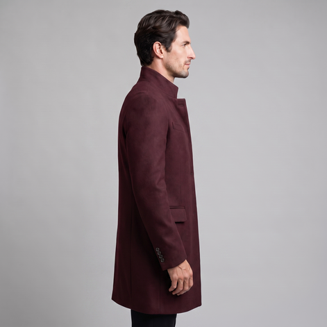 Men's Stand Collar Longline Overcoat