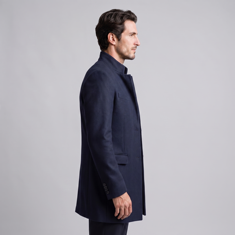 Men's Stand Collar Longline Overcoat