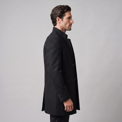Men's Stand Collar Longline Overcoat