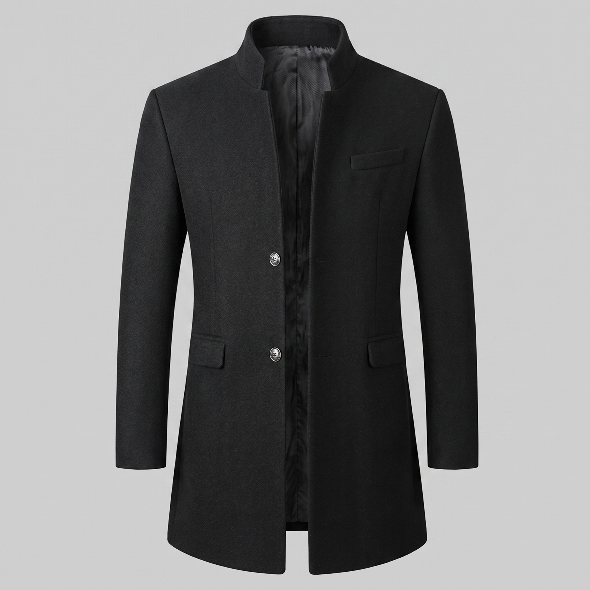 Men's Stand Collar Longline Overcoat
