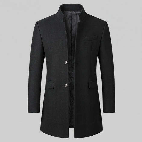 Men's Stand Collar Longline Overcoat