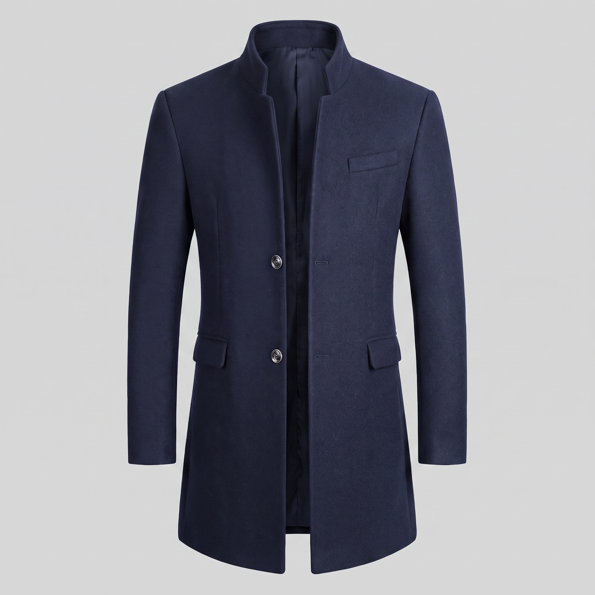 Men's Stand Collar Longline Overcoat