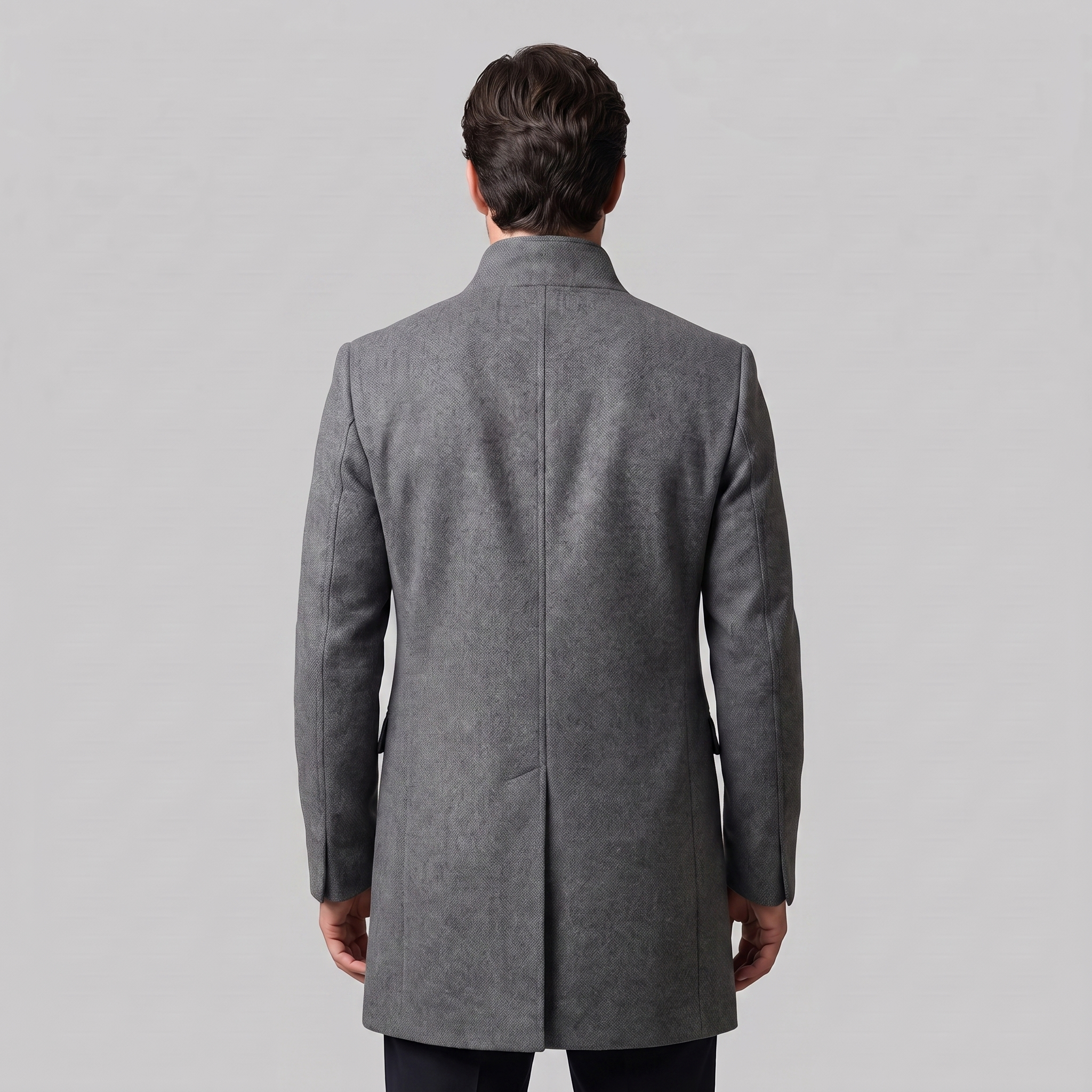 Men's Stand Collar Longline Overcoat