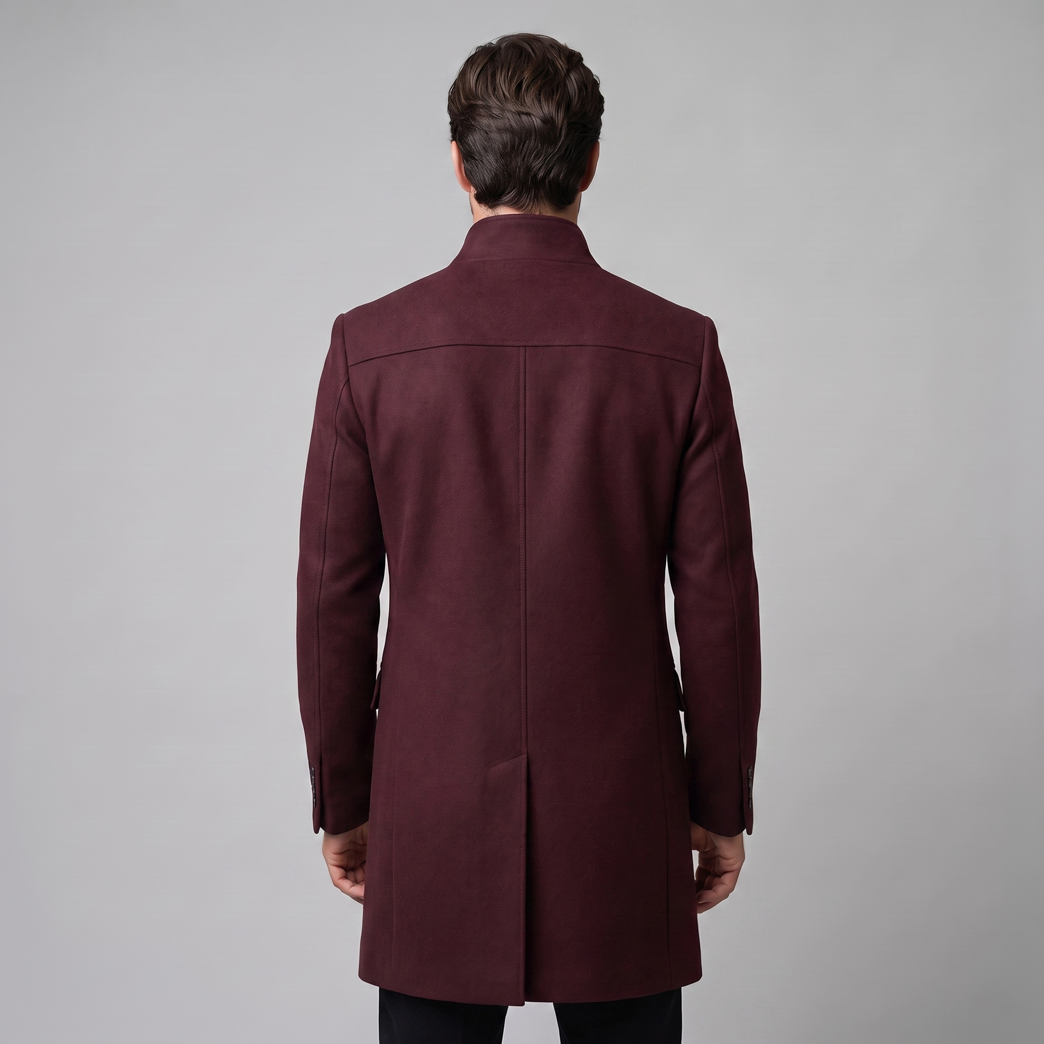 Men's Stand Collar Longline Overcoat