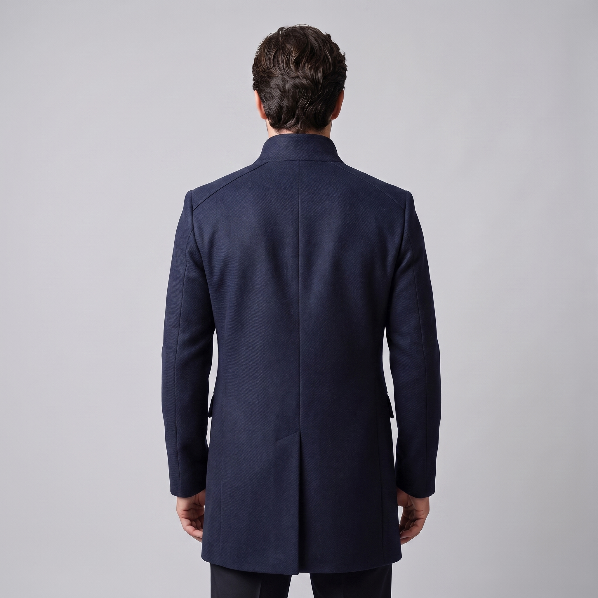 Men's Stand Collar Longline Overcoat