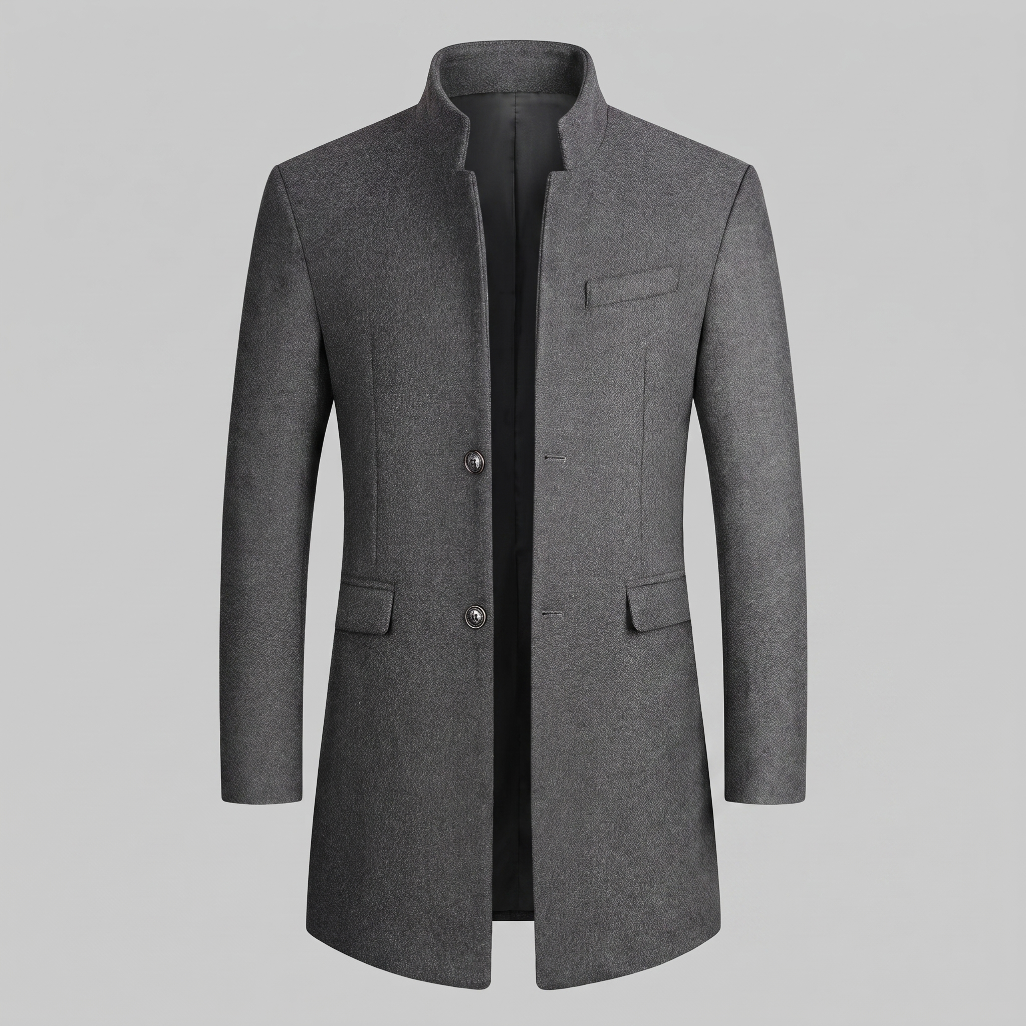 Men's Stand Collar Longline Overcoat