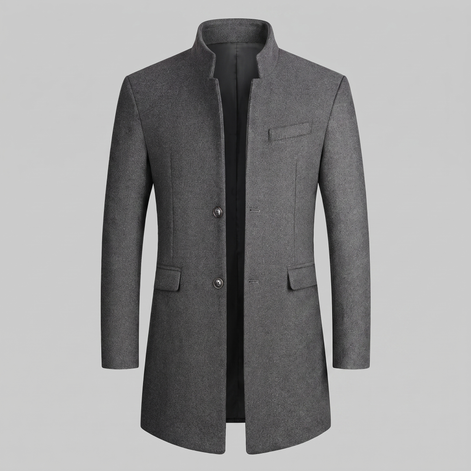 Men's Stand Collar Longline Overcoat