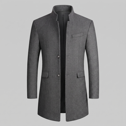 Men's Stand Collar Longline Overcoat