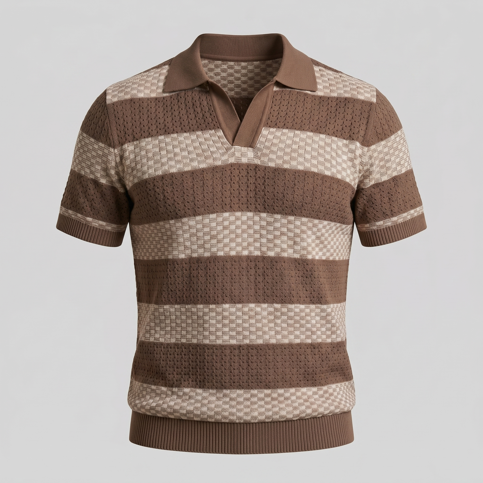 Men's Stripe Jacquard Knit Polo