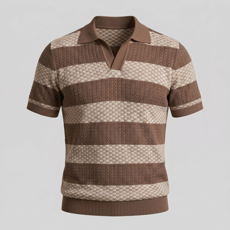 Men's Stripe Jacquard Knit Polo