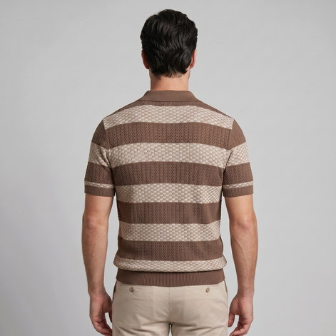 Men's Stripe Jacquard Knit Polo