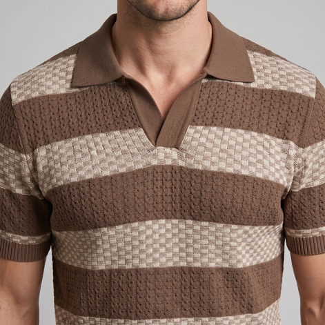 Men's Stripe Jacquard Knit Polo