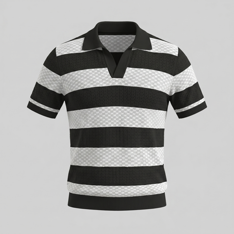 Men's Stripe Jacquard Knit Polo