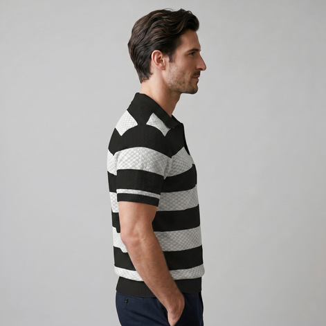 Men's Stripe Jacquard Knit Polo