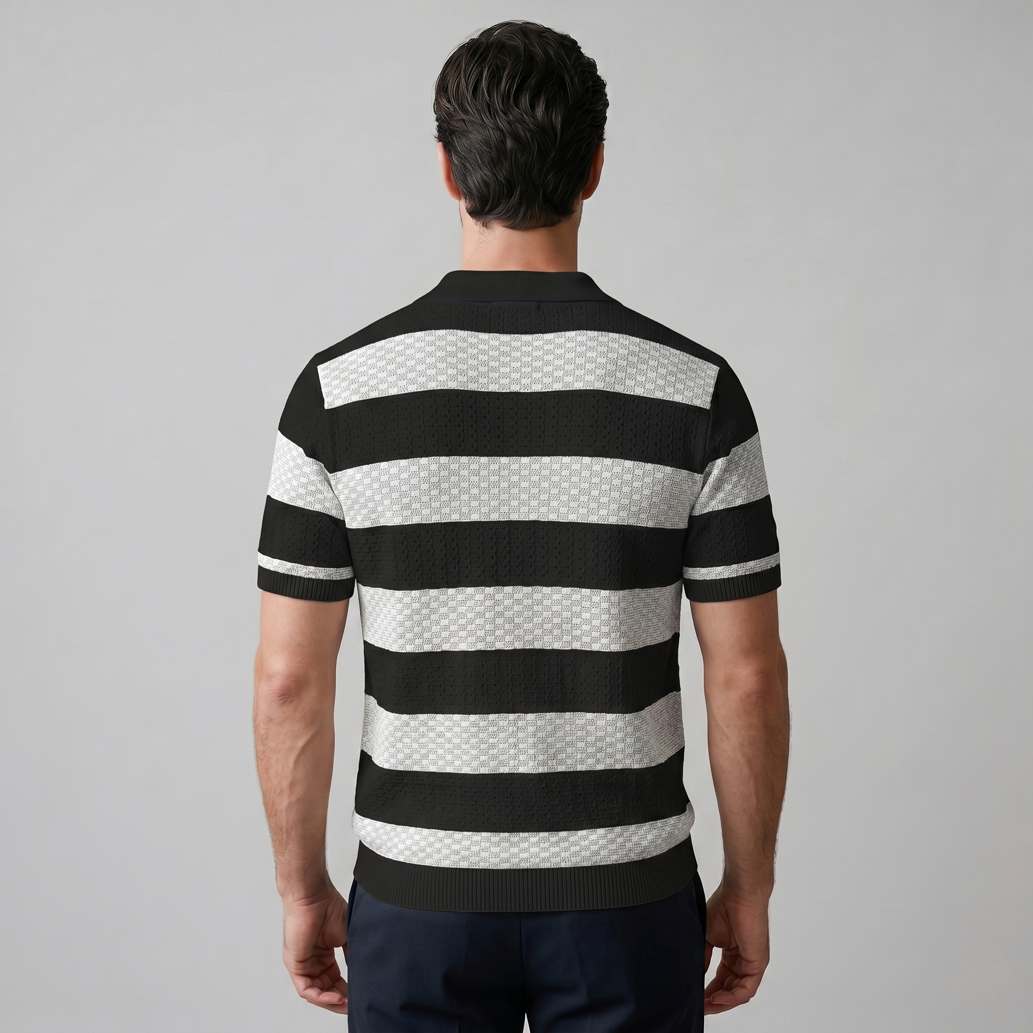 Men's Stripe Jacquard Knit Polo