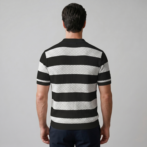 Men's Stripe Jacquard Knit Polo