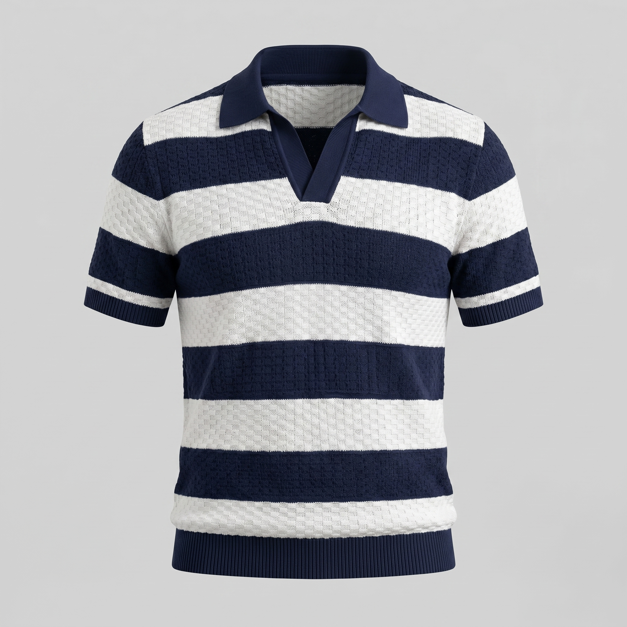 Men's Stripe Jacquard Knit Polo
