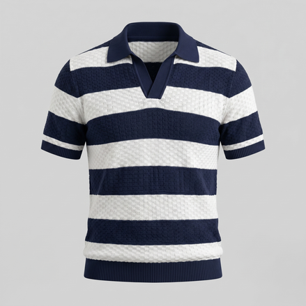 Men's Stripe Jacquard Knit Polo