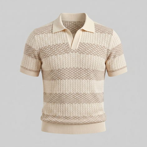 Men's Stripe Jacquard Knit Polo