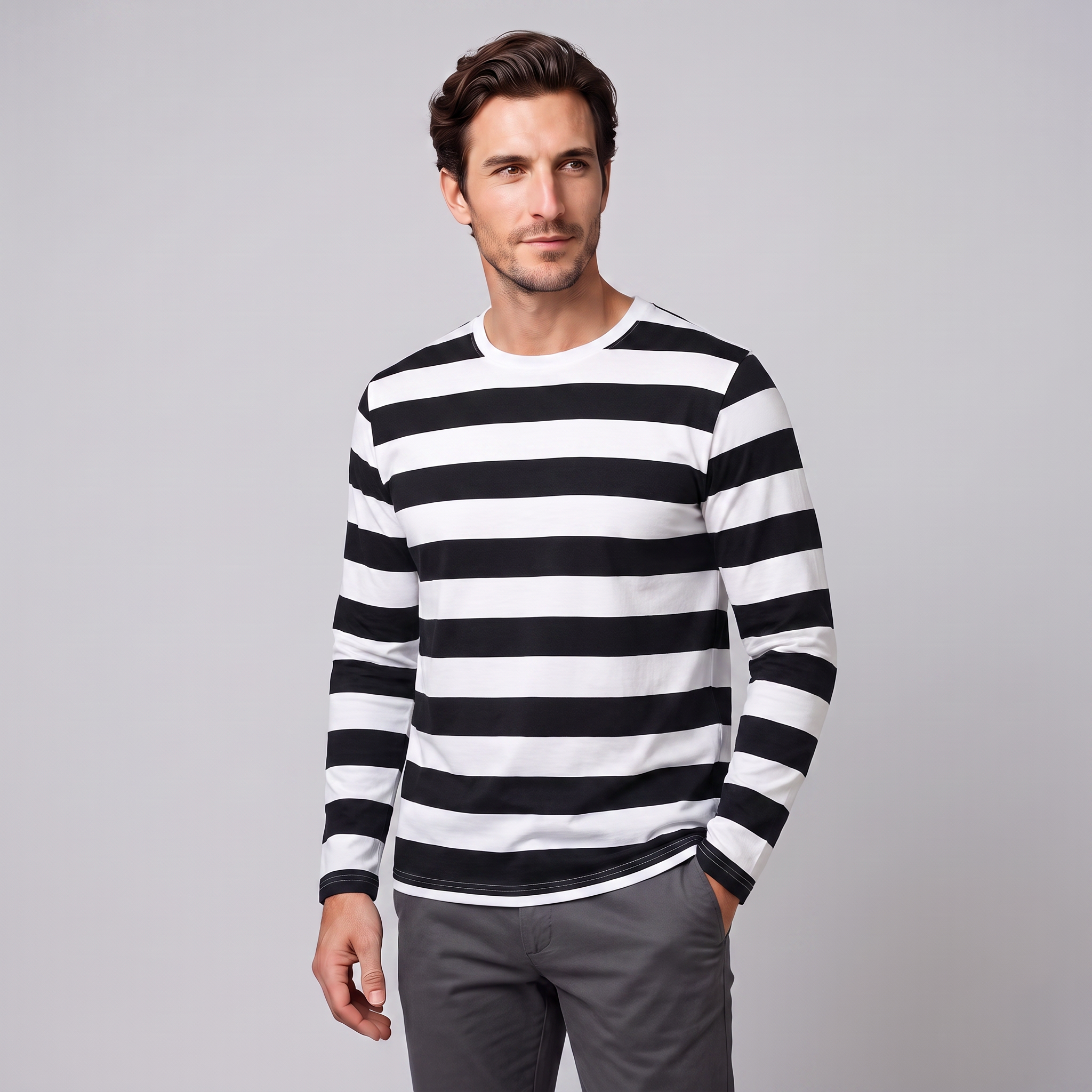 Men's Stripe Long Sleeve Shirt