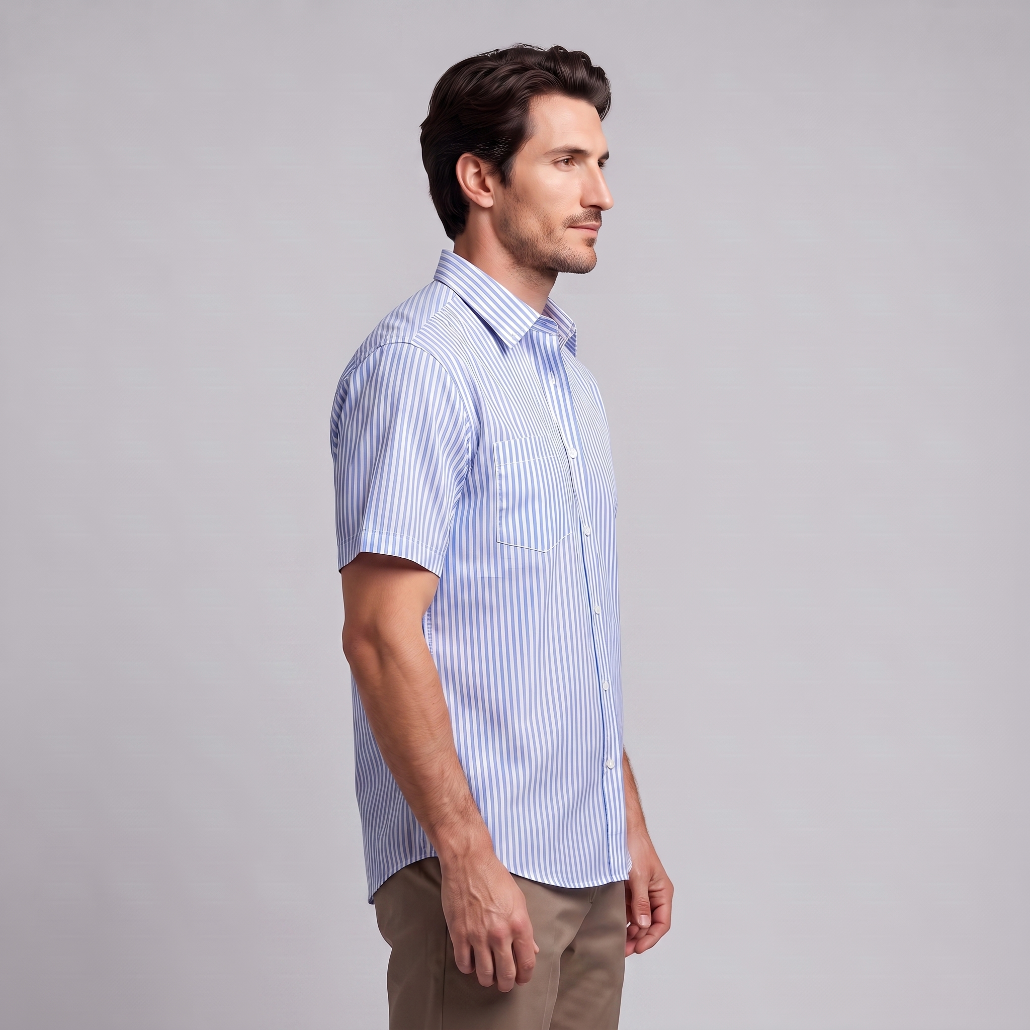 Men's Stripe Oversized Short Sleeve Shirt