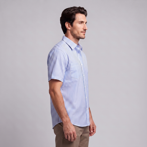 Men's Stripe Oversized Short Sleeve Shirt