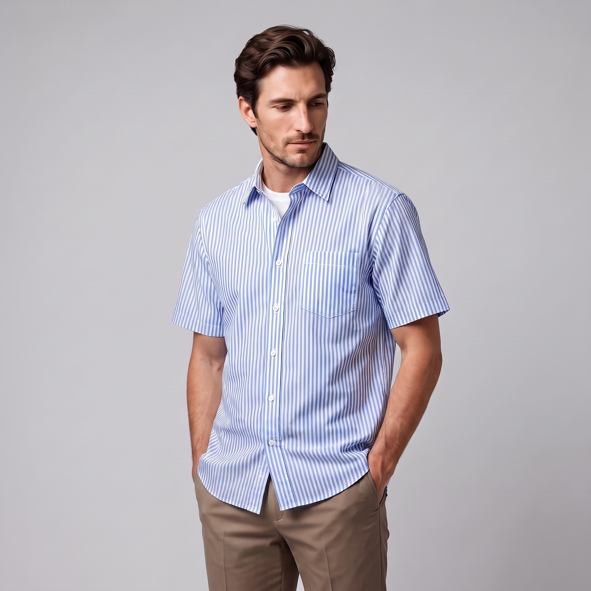 Men's Stripe Oversized Short Sleeve Shirt