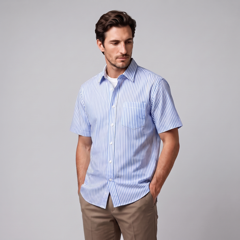 Men's Stripe Oversized Short Sleeve Shirt