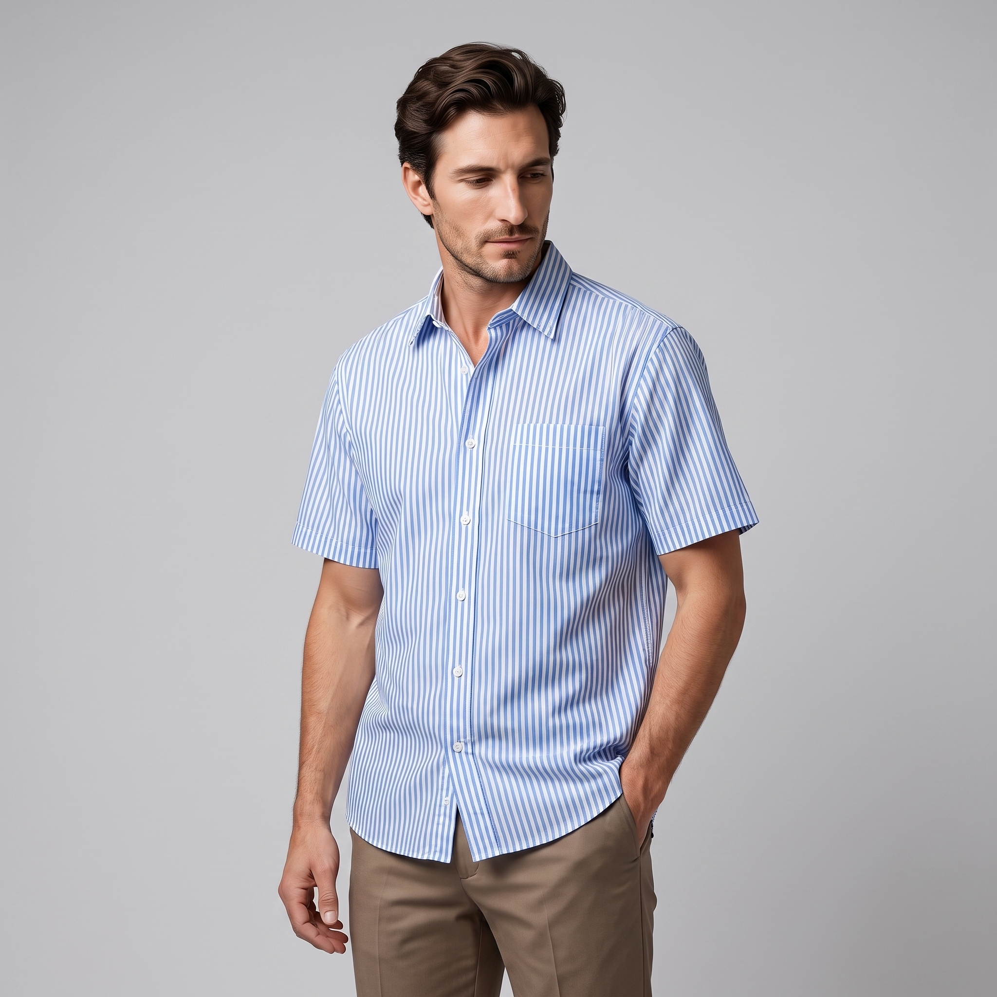 Men's Stripe Oversized Short Sleeve Shirt