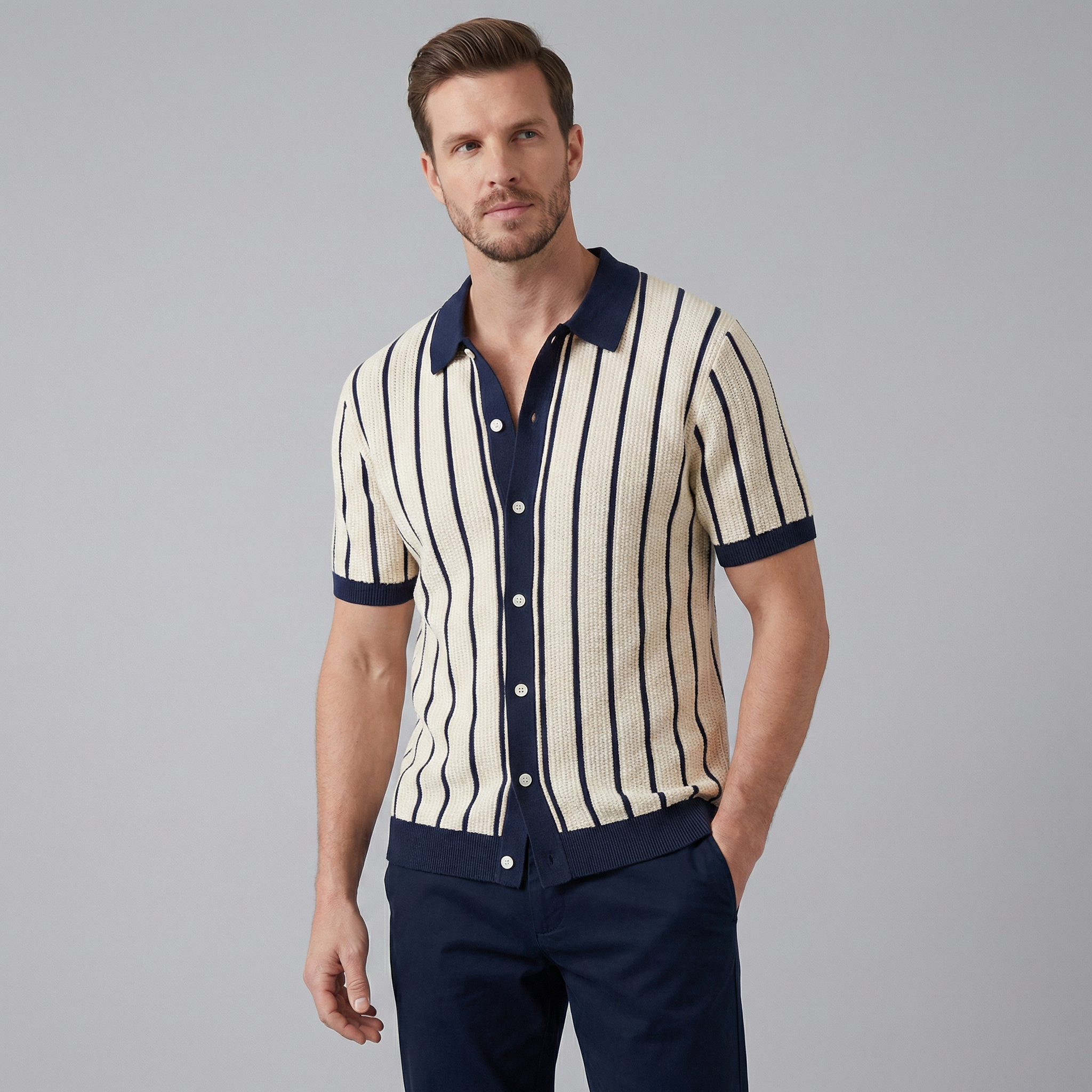 Men's Striped Button Down Shirt