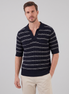 Men's Striped Cable Knit Open Collar Polo