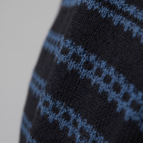 Men's Striped Crochet Knit Polo Shirt