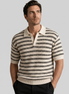Men's Striped Crochet Knit Polo Shirt