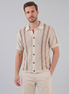 Men's Striped Crochet Knit Shirt