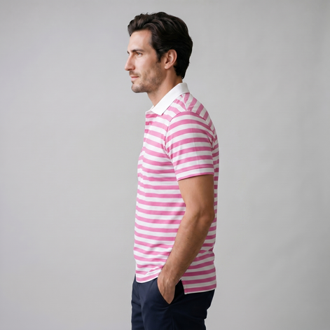 Men's Striped Short Sleeve Polo Shirt