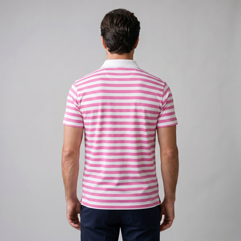 Men's Striped Short Sleeve Polo Shirt