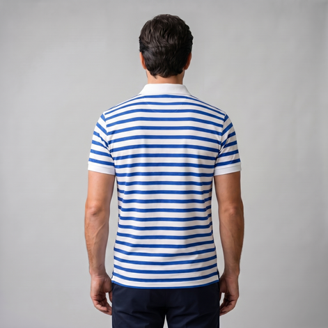 Men's Striped Short Sleeve Polo Shirt