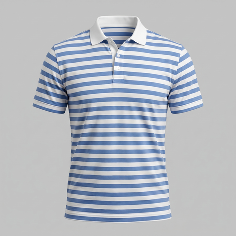 Men's Striped Short Sleeve Polo Shirt