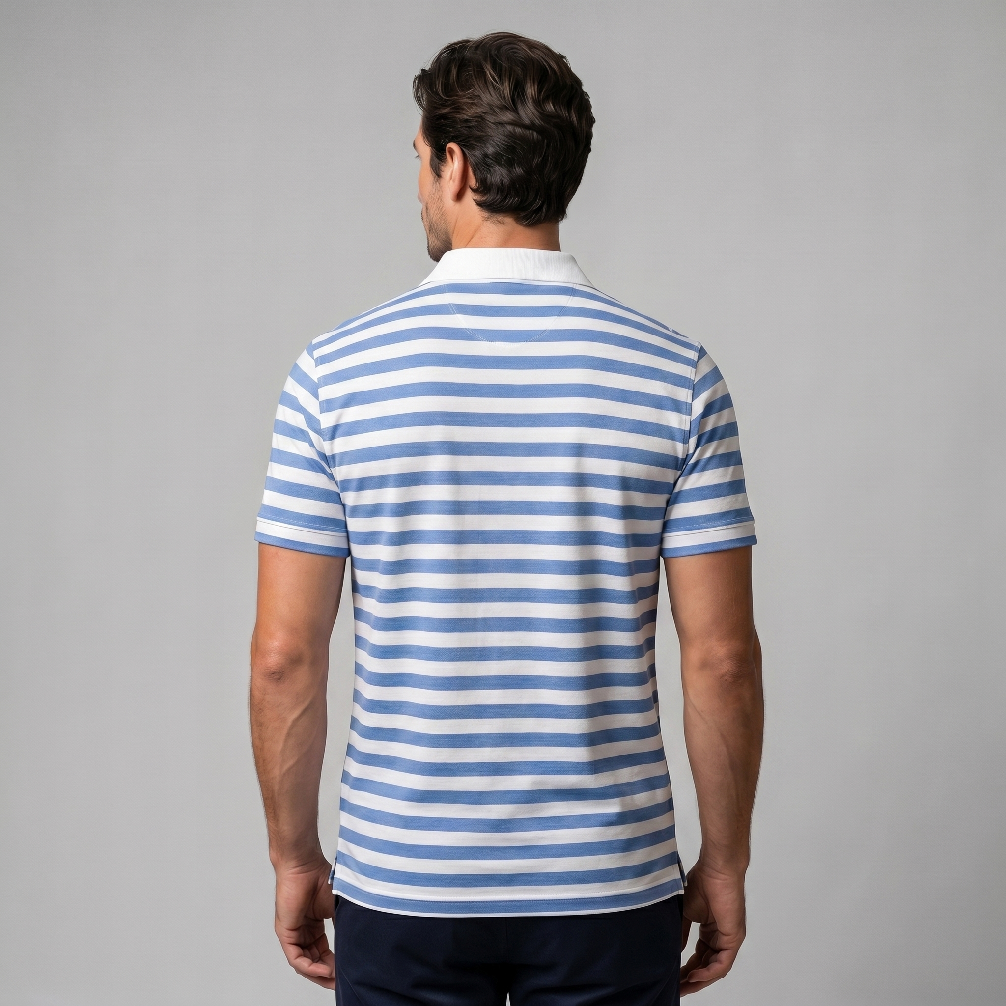 Men's Striped Short Sleeve Polo Shirt