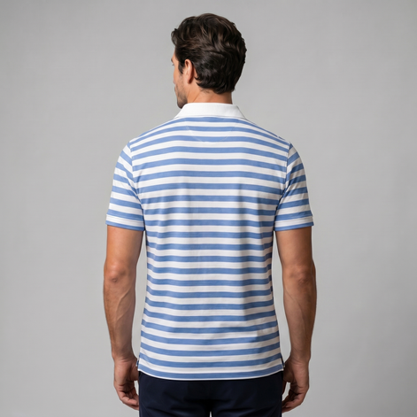 Men's Striped Short Sleeve Polo Shirt