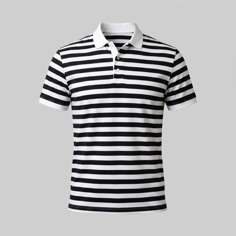 Men's Striped Short Sleeve Polo Shirt