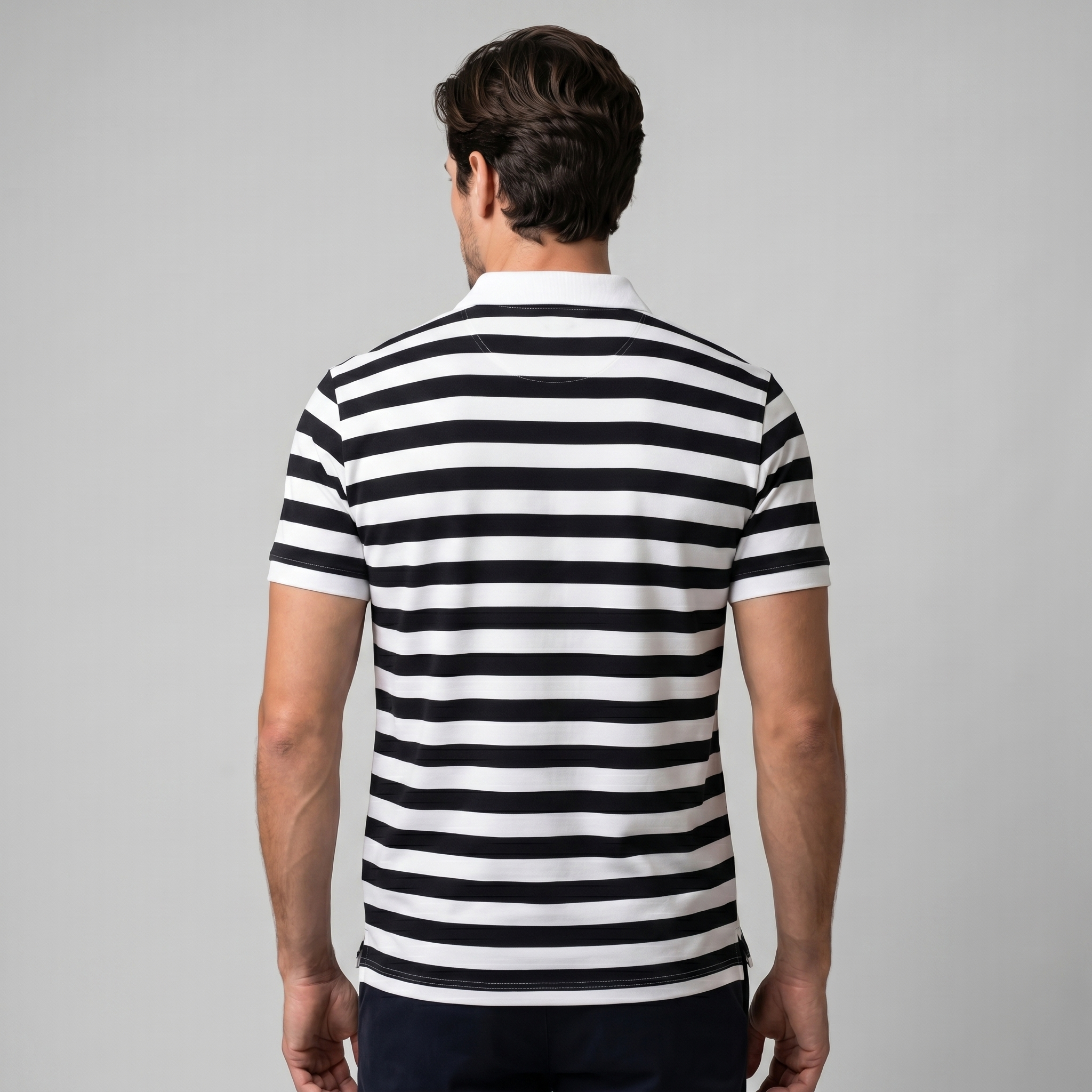 Men's Striped Short Sleeve Polo Shirt