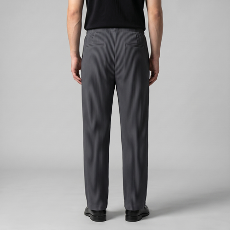 Men's Striped Trousers with Drawstring Elastic Waistband