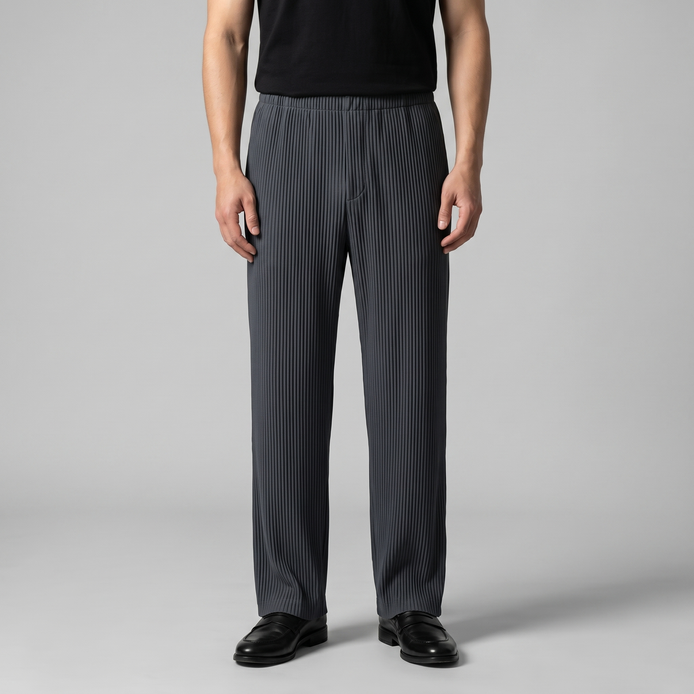 Men's Striped Trousers with Drawstring Elastic Waistband